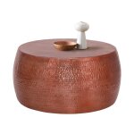 Womo - design table basse martel�e de salon table dappoint ronde artisanale � 90x45 cm en aluminium cuivre ...