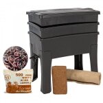 Lombricomposteur - worm caf� - 2 plateaux - 250gr de vers - grande capacit� 64 litres - kit complet