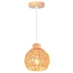 Wottes 1 x suspension luminaire vintage lustre industriel en bois rotin marron �15cm abat - jour style ...