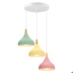 Wottes 3 lampes lustre suspension r�tro luminaire moderne style goutte chapeau e27 m�tal vert + rose ...