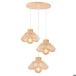 Wottes 3 lampes suspension luminaire en bambou tress�e � la main lustre vintage abat - jour en rotin ...