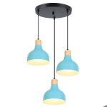 Wottes 3 lampes suspension luminaire industrielle lustre disque plafonnier en fer et bois r�tro design ...