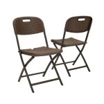 X 2 chaises pliantes aspect rotin marron r�sistant aux intemp�ries - pratique pour jardin & terrasse