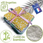 X10 lingettes dmaquillantes & pour bb en coton de bambou ultra doux cologique co - friendly