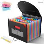 Xichao - trieur � soufflets classeur rangement papier chemise trieur plastique 24 compartiments avec ...