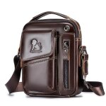 Xjydncg sacoche homme bandouliere sac � main - cuir - grande capacit� - marron fonce