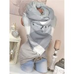 Xxl foulard plaid scarf fringe stole plaid tartan poncho gris blanc foulard