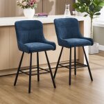 Ya - home tabouret de bar lot de 2 chaise de bar avec pieds m�tal en chenille tabouret haut cuisine moderne ...