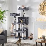 Arbre  chat yaheetech 60 x 485 x 149 cm gris fonc ? niche hamac sisal