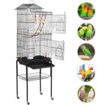 Cage oiseaux yaheetech 46 x 355 x 1585cm - roulettes - volire perruche - jouets - canaris
