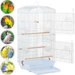 Yaheetech cage oiseaux volire de perroquet 46 x 35 x 1045cm - 4 mangeoires - 3 perchoirs blanc
