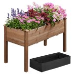 Yaheetech carr� potager sur pied bac potager en bois jardini�re sur pied ext�rieur int�rieur marron fonc� ...