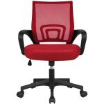 Yaheetech chaise de bureau  roulettes en maille rouge fauteuil bureau inclinable pivotant sige base ...