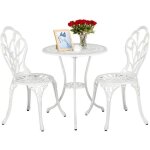 Yaheetech ensemble mobilier salon de jardin - 2 chaise 1 table - en alliage daluminium - avec trou pour ...