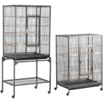 Yaheetech grande cage oiseaux avec support  roulette voliere cage perroquet 655 x 425 x 1365 cm
