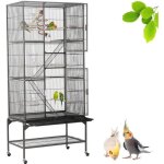 Cage oiseaux xxl yaheetech 81x465x1755 cm noire avec pied à roulettes 6 perchoirs et 8 mangeoires Cage oiseaux xxl yaheetech 81x465x1755 cm noire avec pied à roulettes 6 perchoirs et 8 mangeoires