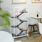 Yaheetech grande cage rongeur blanche 64 x 44 x 131 cm cage rat furet cureuil chinchilla