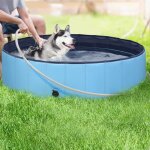 Piscine pour chien pliable l 120 x 30 cm - yaheetech - bleu - antid�rapant