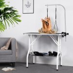Yaheetech table de toilettage pour chien pliante avec potence réglable une panier de rangement et surface ... Yaheetech table de toilettage pour chien pliante avec potence réglable une panier de rangement et surface ...