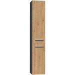 Yana - meuble salle de bain avec panier  linge - 31x30x174 cm - colonne rangement sdb