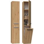 Yana - meuble salle de bain avec panier  linge - 31x30x174 cm - colonne rangement sdb