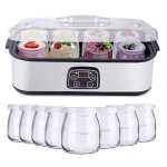 Yaourti�re avec �cran tactile bouton et couvercle rigide (8 pots inclus).