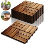 Yaskilosiu 88pcs dalles de terrasse jardin clipsables en bois composite 30 x 30 cm type rev�tement de ...