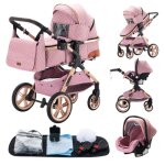 Yazoco - poussette combin�e 3en1 - avec nacelle - si�ge auto - jusqu� 15kg - rose