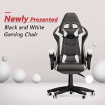 Fauteuil gamer - chaise de jeu - design ergonomique - avec coussin et dossier inclinable - noir et blanc ... Fauteuil gamer - chaise de jeu - design ergonomique - avec coussin et dossier inclinable - noir et blanc ...