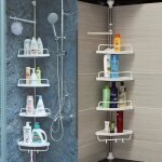 Ygongmy tagre tlescopique douche 254  304 cm - 4 tablettes 34x26cm + 1 porte - serviettes - inox ...
