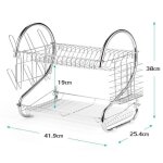 Ygongmyl 2 niveaux �gouttoir � vaisselle avec porte - couverts et porte - gobelet m�tal chrom� argent ...