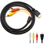 C�ble adaptateur convertisseur - stra�e tech - hdmi?rca 1080p - hdmi m�le vers 3x rca - plaqu� or 24k ...