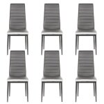 Yipeema 6 x chaises de salle � manger moderne chaise de cuisine en pu et m�tal gris - 40 x 39 x 98 cm ...