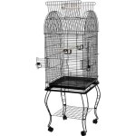 Cage  oiseaux yipeema sur pied dtachable pour perroquet perruche et canari - noir - 59 x 59 x 150 cm ...