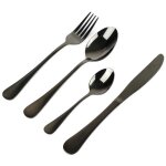 Yis 24 pices couverts de table scandinave - ensemble de couverts en acier inox noir service de couverts ...