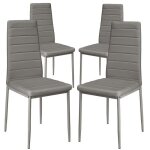 Yis lot de 4 chaises de salle � manger lignes douces et �l�gantes - style moderne gris - 42 x48 x98 cm ...