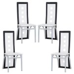 Yis lot de 4 chaises de salle  manger avec sige rembourr - conception  six trous - blanc / noir 42. ...