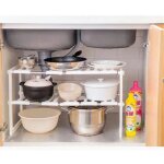 Yis tagre de rangement sous vier en acier inox et plastique pp 2 niveaux tagre extensible organisateur ...