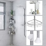 Yis tagre tlescopique douche en acier inox - 4 corbeilles - organisateur rglable de produits de salle ...