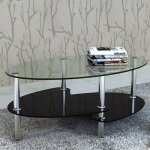 Yis table basse table de salon ovale avec 2 Étagère espace de rangement ouvert verre trempé + cadre métallique ... Yis table basse table de salon ovale avec 2 Étagère espace de rangement ouvert verre trempé + cadre métallique ...