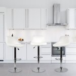 Yiyi. lot de 4 tabourets de bar simili blanc pivotant  360 style contemporain chaise de bar avec dossier ...