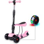 Yoleo 3 en 1 trottinette enfants 3 roues lumineux 2 ans  5ans sige amovible hauteur rglable 65cm  ...