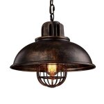 Yote lustre plafonnier industrielle en m�tal r�tro lampe suspension en cage avec cha�ne de fer rouill� ...