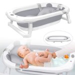 Yrhome baignoire pour bb pliable de 82 x 50 cm baignoire enfant en anthracite avec coussin de sige ...
