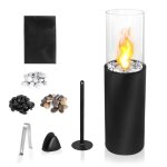 Yrhome chemin�e ronde au bio�thanol avec foyer en verre pour une for int�rieure et ext�rieure �quip�e ...