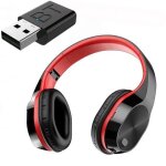 Casque tv sans fil bluetooth ysilla - b26t - hifi basse profonde - rouge