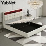 Yubnct lit capitonn� avec coffre de rangement t�te de lit de 111 cm de haut syst�me de rangement relevable ...