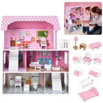 Yuenfong maison de poupe en bois avec mobilier et accessoires, maison barbie 70 cm de haut pour les ...