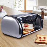 Yyis bo�te � pain en acier inoxydable bo�te conservation pain avec couvercle coulissant 44x27x18cm gris ...