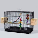 Cage pour oiseaux exotiques et canaris yyixing - noir - 75. 5x45x45cm - accessoires inclus